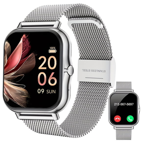 Smartwatch for Men and Women with Stainless Steel Mesh Band, Multiple Sports Modes, Compatible with iPhone and Android Systems, the Perfect Gift Choice