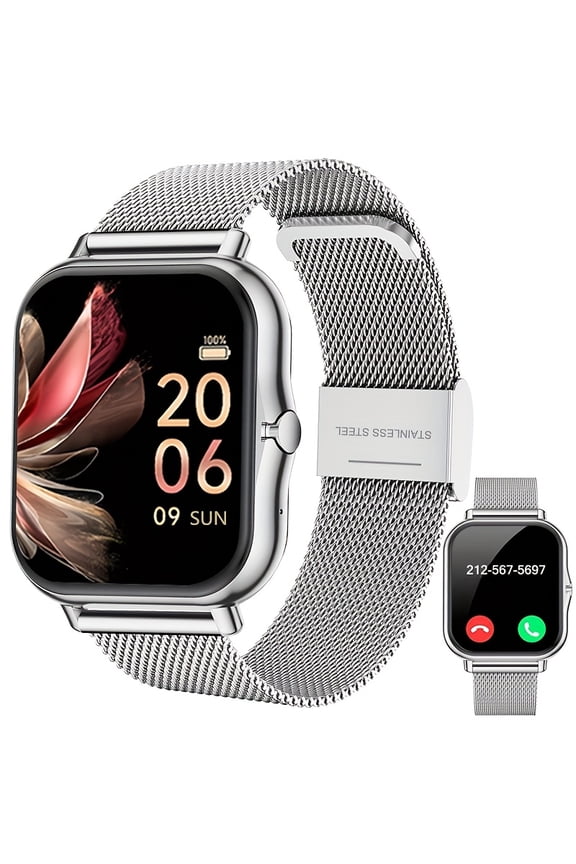 Smartwatch for Men and Women with Stainless Steel Mesh Band, Multiple Sports Modes, Compatible with iPhone and Android Systems, the Perfect Gift Choice