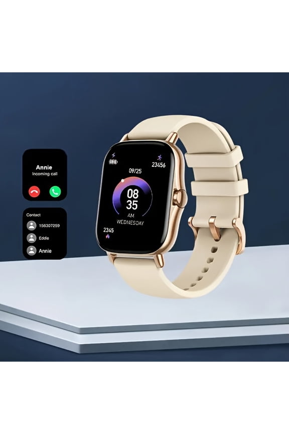 Smartwatch with Music & Voice Assistant, Wireless Calls, Message Alerts, Pink Silicone , Unisex Sport,  iphone Compatible, Ideal Holiday Valentine's Gift