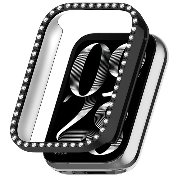 Smartwatch Protective Bumper with Rhinestone Half-Cover Frame with Hard Screen Guard Fashion Bling Watch Accessory for Daily Wear Special Occasions