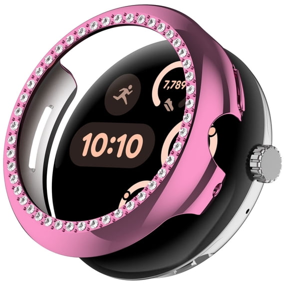 Smartwatch Screen Protector Protective Watch Case with Bling Rhinestone Hard Shockproof Watch Bumper Cover Sparkly Frame for Women Daily Wear Special Occasions