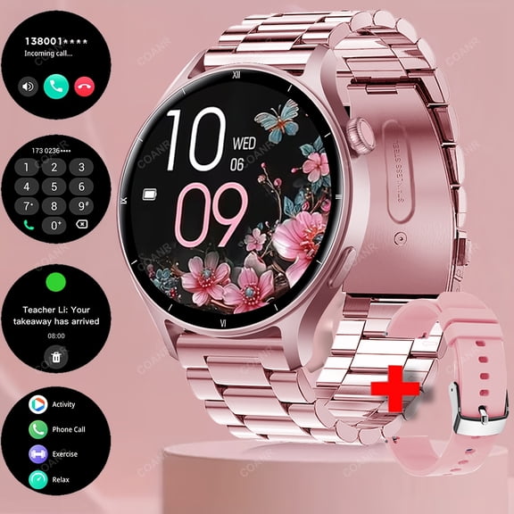 Smartwatch with Wireless Call, IP68 Waterproof, 1.39" HD Screen, 100+ Sports Modes, Data Tracking, Message Alerts, Music Control, Elegant Pink, Ideal Gift for All Occasions