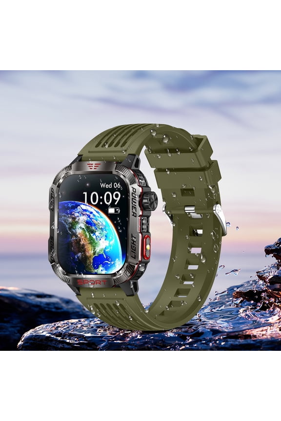 Smartwatch, ZzCityTK HT29 Outdoor Sports Smart Watch with LED Light Banknote Detection, Bluetooth Calling Altimeter Barometer Fitness Tracker for Men Women, Green