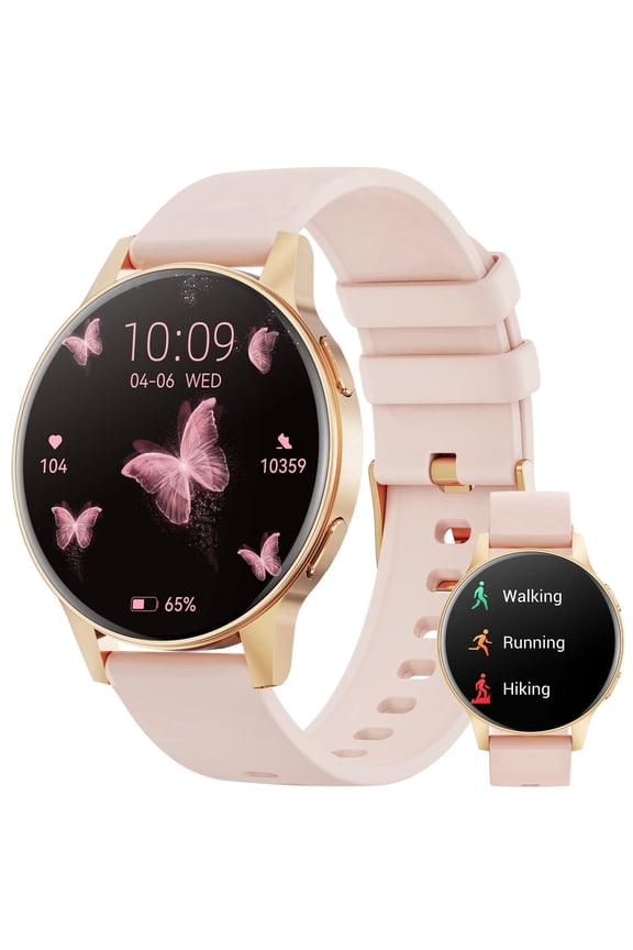 2026 New Smart Watch fits for Android and Iphone, 1.27" Smartwatch, Answer/Make Calls/100 Sports Modes/Message Reminder,IP68 Waterproof Fitness Tracker for Women, Gold