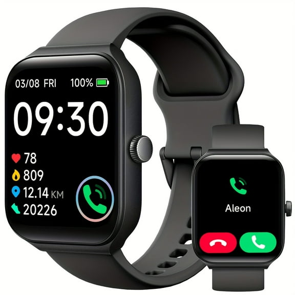 Smartwatch with 1.95" HD Display, Call Answering, 100+ Sports Modes, Sleep & Fitness Tracker, Built-In Alexa – Compatible with Android & iPhone