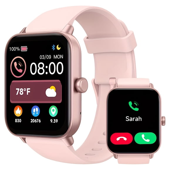Smartwatch with 1.95" HD Display, Call Answering, 100+ Sports Modes, Sleep & Fitness Tracker, Built-In Alexa – Compatible with Android & iPhone