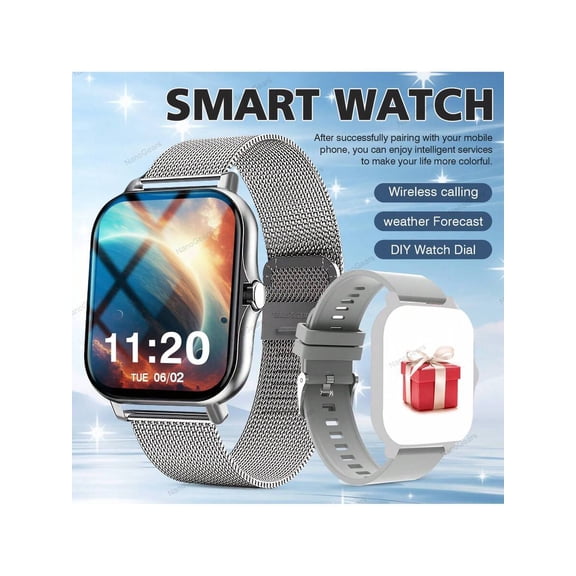 Smartwatch with Wireless Calling, Multi-Sport Modes, Call/Msg Reminders, App Alerts, Custom Wallpaper for Android iOS, Unisex Outdoor Sports Watch