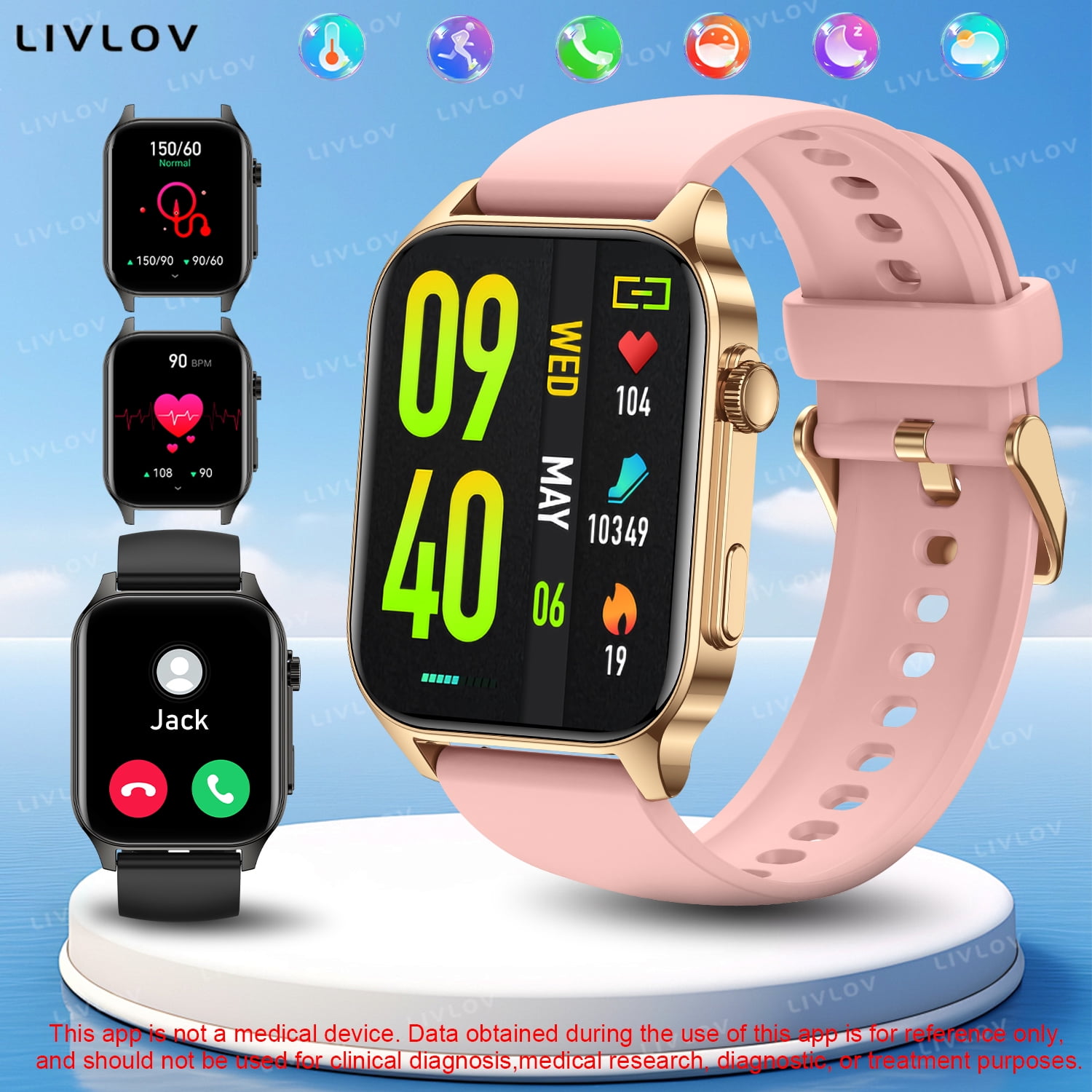 Smartwatch for women and men to receive/dial and message alerts Fitness ...