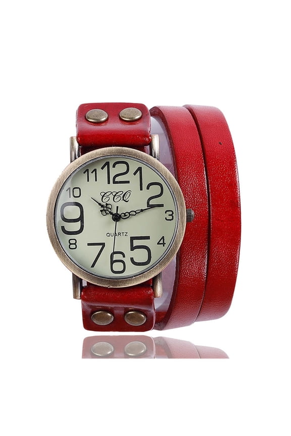 Smartwatches - Vintage Cow Leather Bracelet Watch Men Women Wristwatch Ladies Dress Quartz Watch