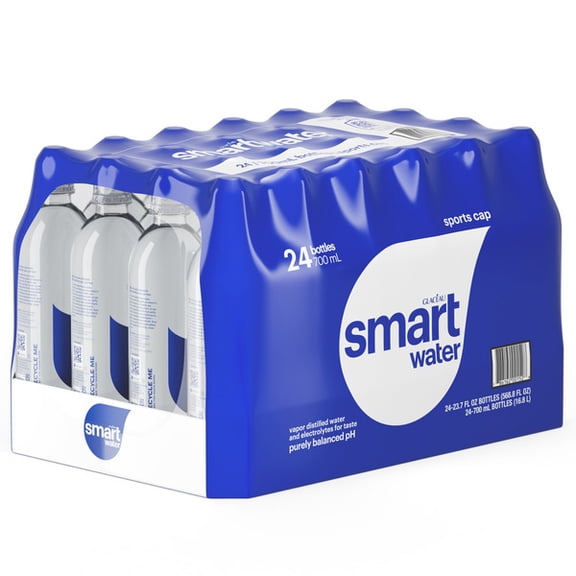 Smartwater Vapor Distilled Water, 23.7 fl oz Bottles, 24-Pack