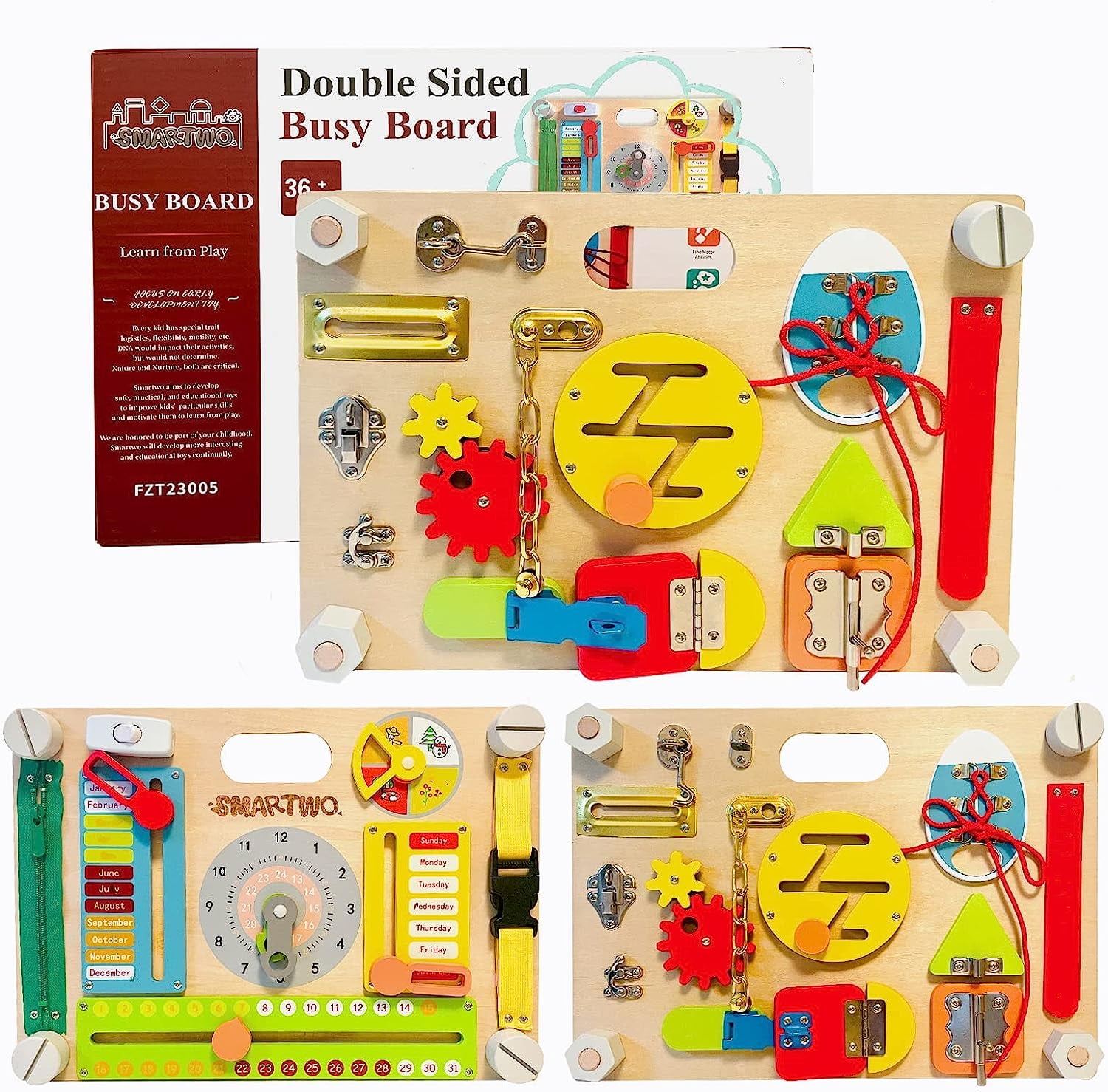 Busy Board Woobiboo Wooden Montessori Sensory Board Toddler