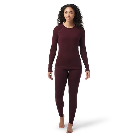 Smartwool Women's Classic Thermal Merino Base Layer Crew Black Cherry Heather Large