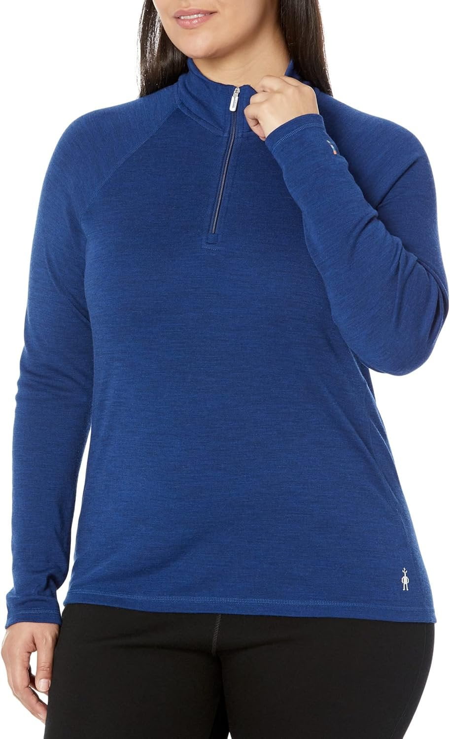 Smartwool Women s Plus Size Classic Thermal Merino Wool Base Layer Quarter Zip Slim Fit Blueberry Hill Heather 2X Walmart