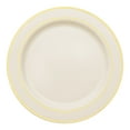 thumbnail image 1 of Smarty 10.25" Ivory with Gold Edge Rim Plastic Dinner Plates 120ct, 1 of 7