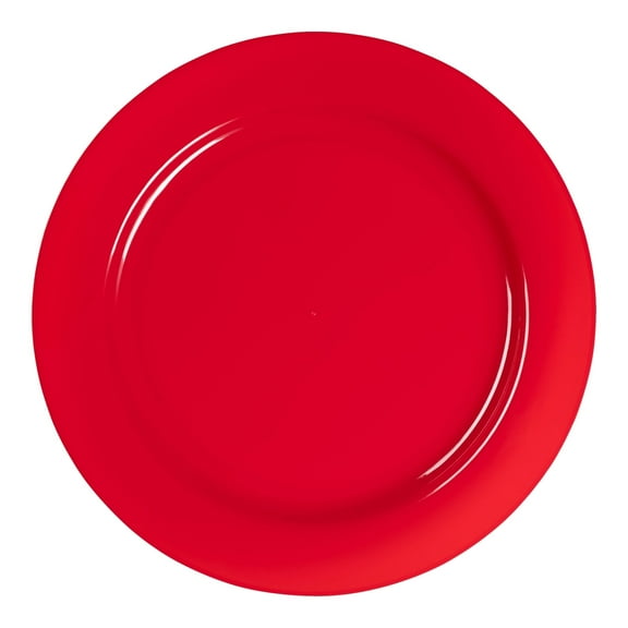 Smarty 10.25" Red Holiday Round Disposable Plastic Dinner Plates 120ct