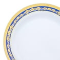 thumbnail image 1 of Smarty 10.25" White w/ Blue & Gold Royal Rim Plastic Dinner Plates 120ct, 1 of 2