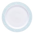 thumbnail image 1 of Smarty 10.25" White with Turquoise Blue and Silver Mosaic Rim Round Plastic Dinner Plates 120ct, 1 of 7