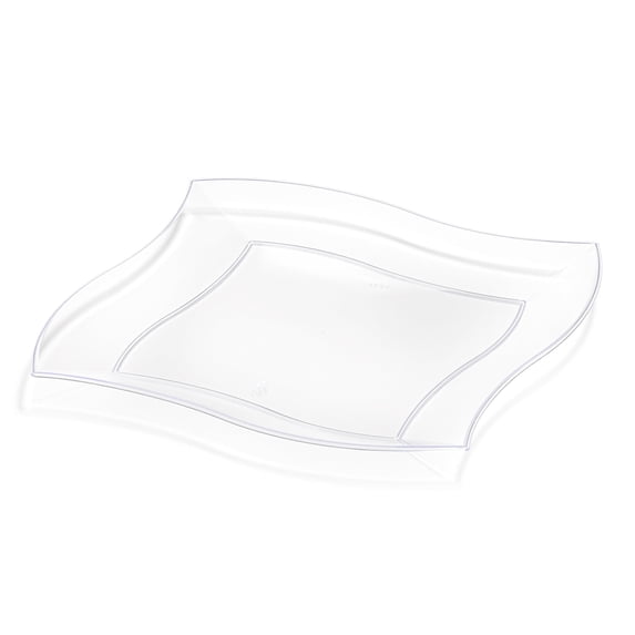 Smarty 10" Clear Square Wave Disposable Plastic Dinner Plates 120ct