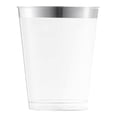 thumbnail image 1 of Smarty 10 oz. Clear Metallic Silver Rim Round Disposable Plastic Cups 336ct, 1 of 7