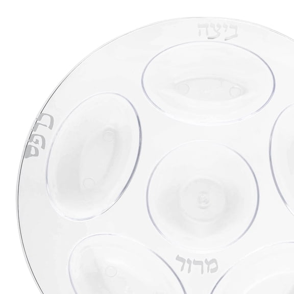 Smarty 12" Clear with Silver Round Section Tray Disposable Plastic Seder Plate 24ct