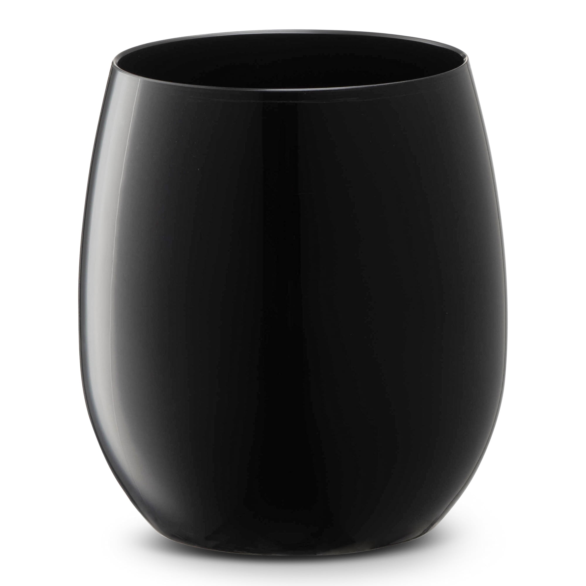 Smarty 12 oz. Black Elegant Stemless Plastic Wine Glasses 64ct