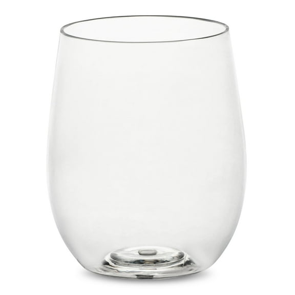 Smarty 12 oz. Clear Elegant Stemless Disposable Plastic Wine Glasses 64ct