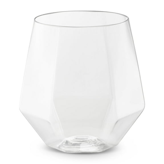Smarty 12 oz. Clear Hexagonal Stemless Plastic Wine Goblets 64ct