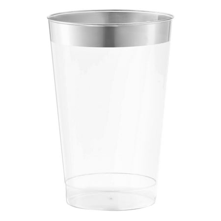 Smarty 12 oz. Clear Metallic Silver Rim Round Disposable Plastic Cups 240ct