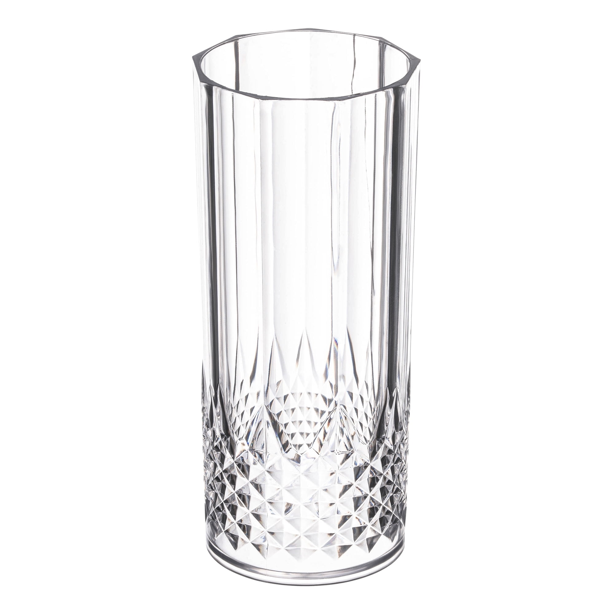 Smarty 14 oz. Clear Crystal Cut High Ball Plastic Glasses 48ct