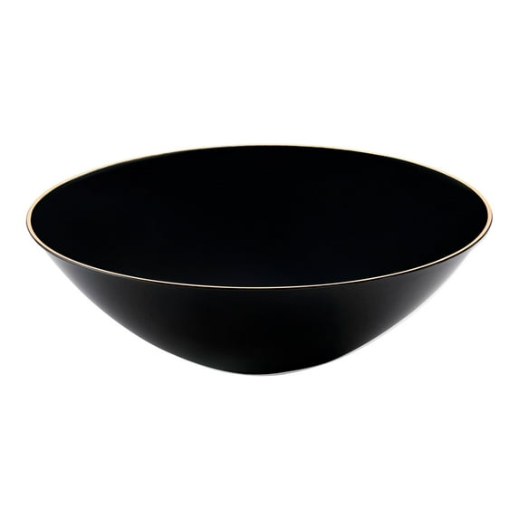 Smarty 16 oz. Black with Gold Rim Organic Round Plastic Soup Bowls 120ct