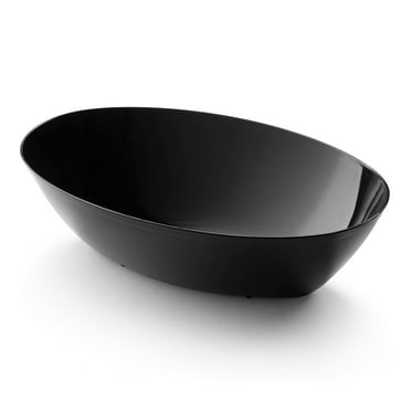 Smarty 2 qt. Black Oval Plastic Serving Bowls 24ct