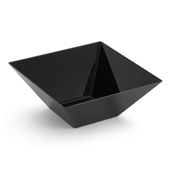 Smarty 3 qt. Black Square Plastic Serving Bowls 24ct