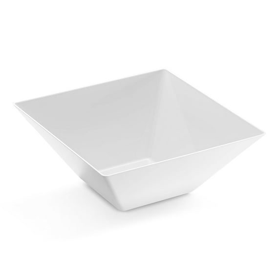 Smarty 3 qt. White Square Large Disposable Plastic Serving Bowls 24ct