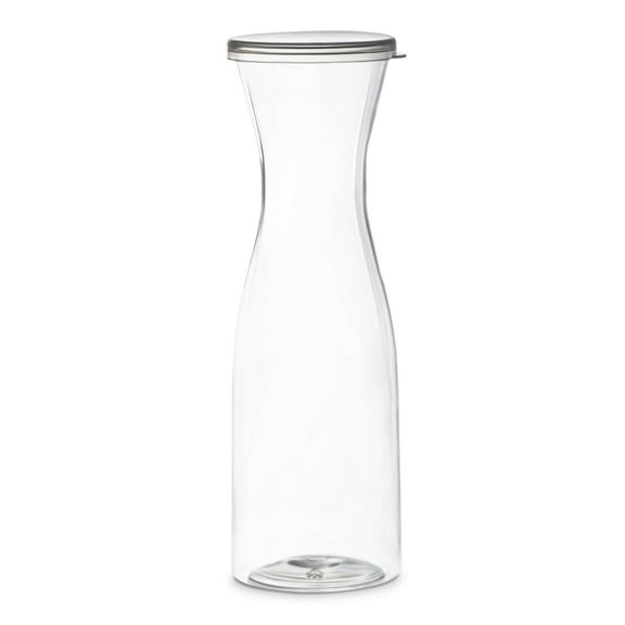 Smarty 35 oz. Clear Large Disposable Plastic Wine Carafes with Lids 12ct