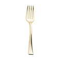 thumbnail image 1 of Smarty 4" Shiny Metallic Gold Mini Plastic Disposable Dessert Forks 600ct, 1 of 7