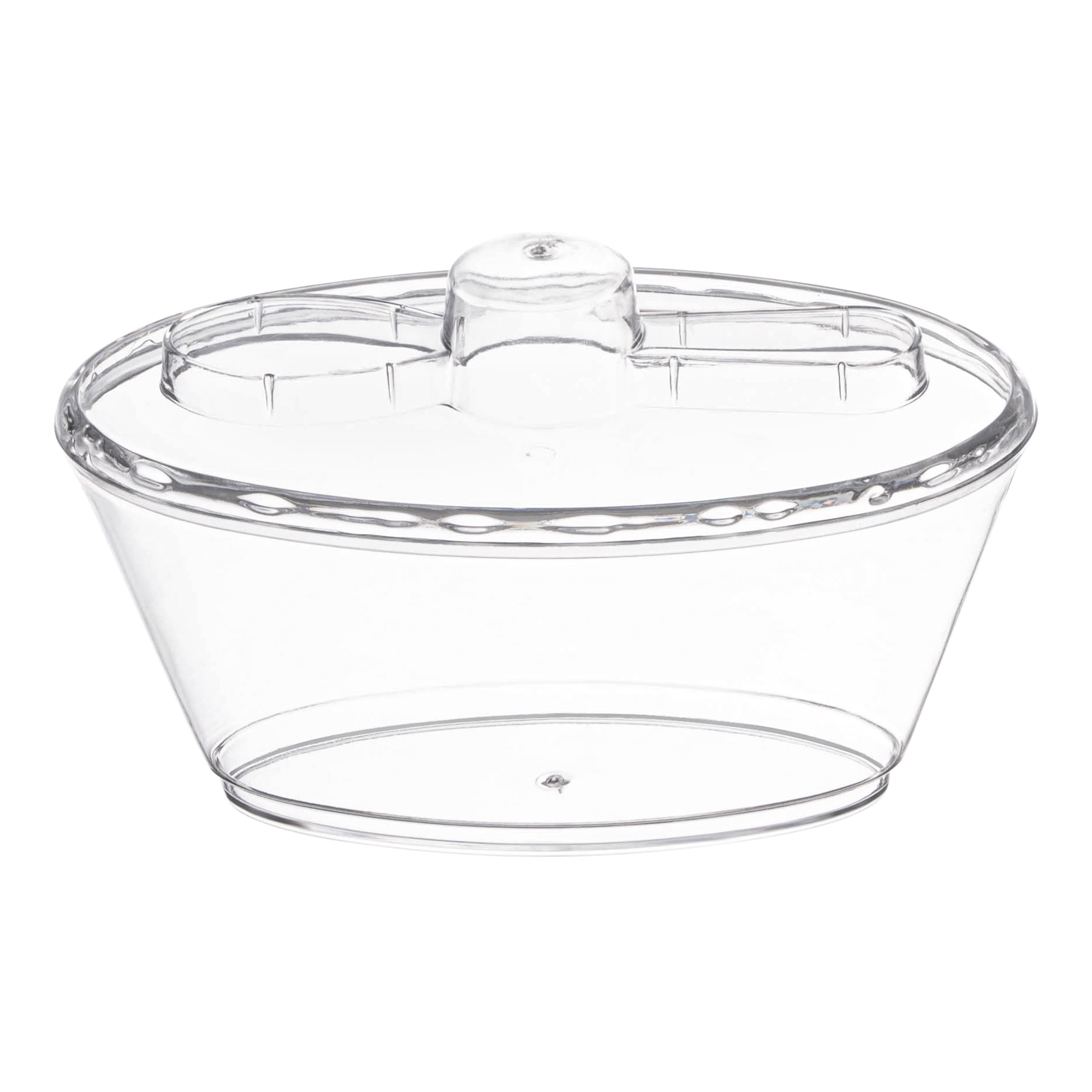 Clear Oval Plastic Mini Cup with Lid and Spoon Set