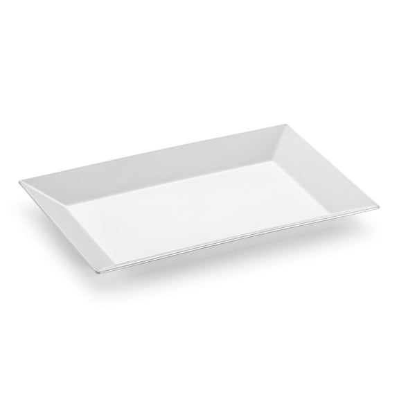 Smarty 5.5" x 8.5" Silver Rectangle Disposable Plastic Dessert Plates 120ct