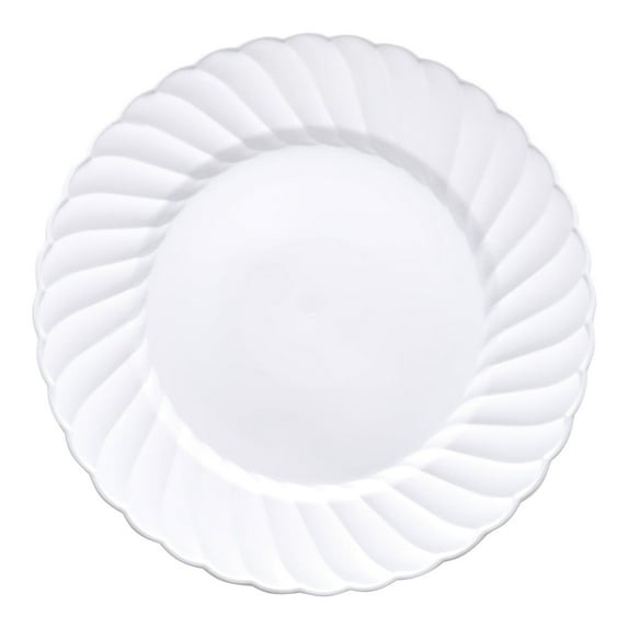 Smarty 6" White Classic Flair Disposable Plastic Pastry Plates 180ct