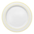 thumbnail image 1 of Smarty 6" White with Gold Edge Rim Plastic Pastry Plates 120ct, 1 of 7