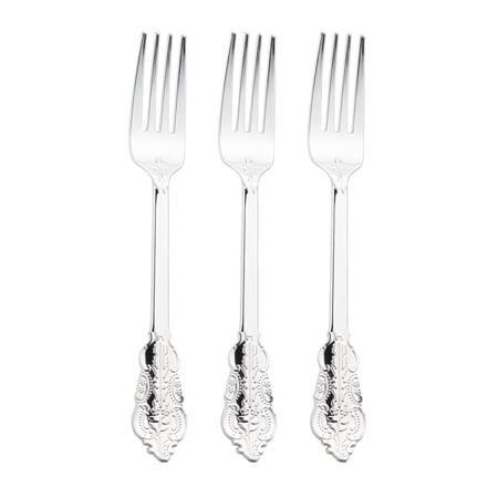 Smarty 7.4" Shiny Metallic Baroque Silver Disposable Plastic Forks 600ct