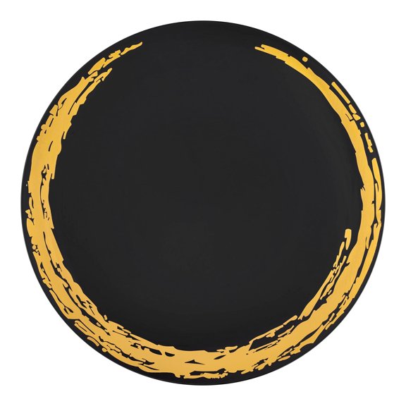 Smarty 7.5" Black with Gold Moonlight Round Plastic Salad Plate 120ct