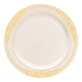 thumbnail image 1 of Smarty 7.5" Ivory Gold Harmony Rim Plastic Salad Plates 120ct, 1 of 6