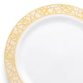 thumbnail image 1 of Smarty 7.5" White Pink Gold Mosaic Rim Round Plastic Salad Plates 120ct, 1 of 7