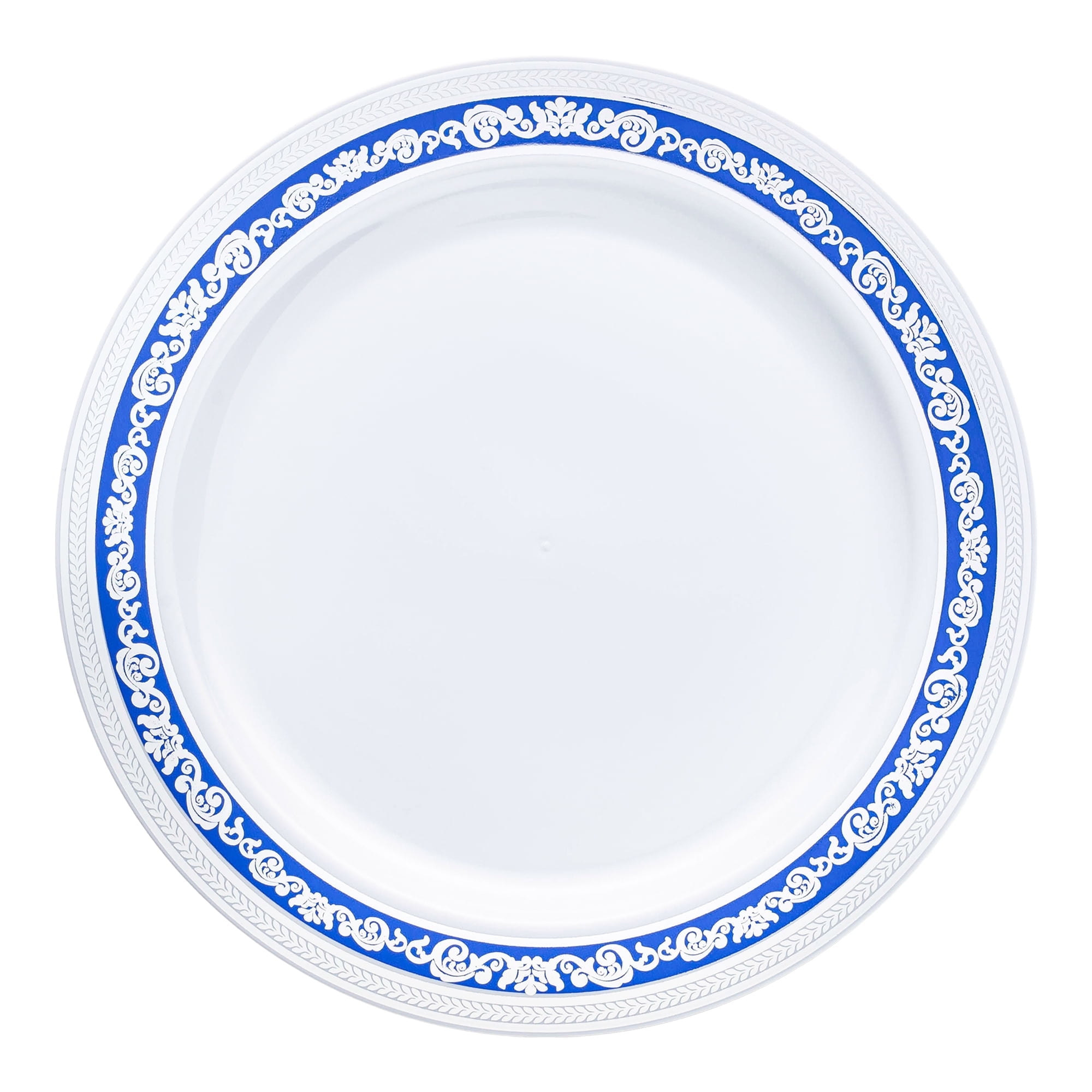 Amazon Floral Disposable Plastic Plates Smarty White W/ Blue