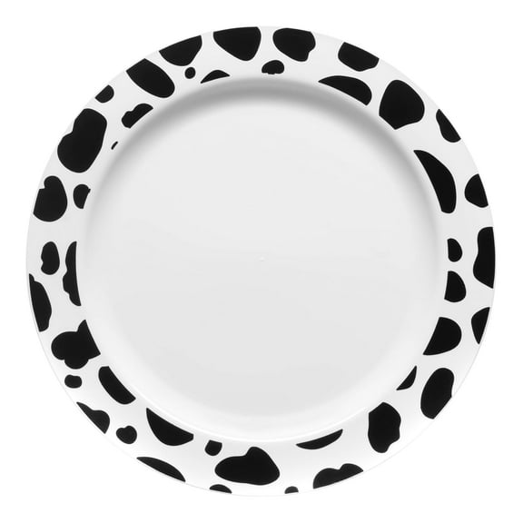 Smarty 7.5" White with Black Dalmatian Spots Round Disposable Plastic Salad Plates 120ct