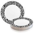 thumbnail image 1 of Smarty 7.5" White with Black Zebra Stripes Round Disposable Plastic Salad Plates 120ct, 1 of 8