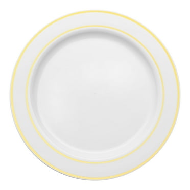 "Efavormart 10 Pack | 10"" Clear/Gold Beaded Rim Plastic Dinner Plates ...