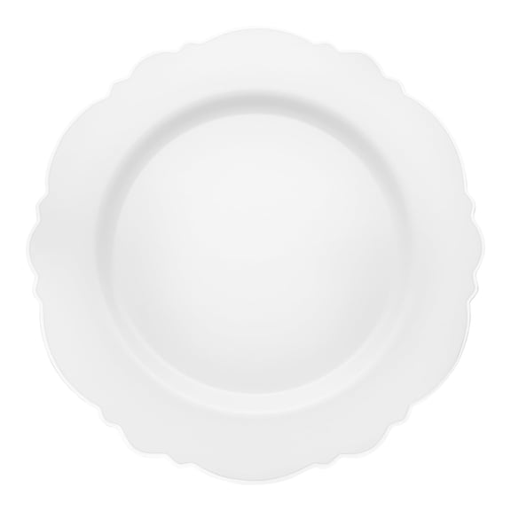 Smarty 7.5" White with Silver Rim Round Blossom Disposable Plastic Salad Plates 120ct