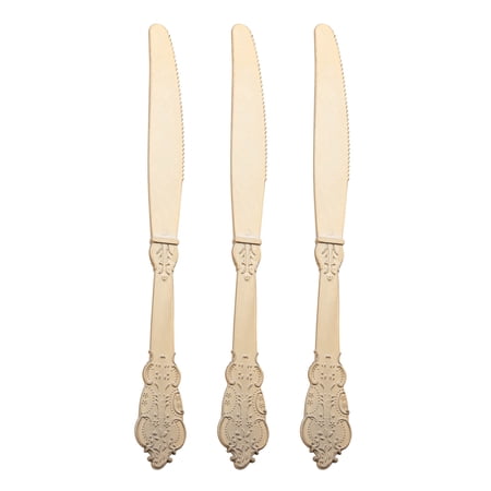 Smarty 7.8" Shiny Metallic Baroque Gold Disposable Plastic Knives 600ct