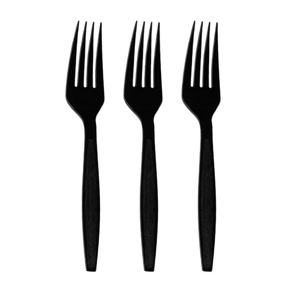Smarty 7" Black Plastic Disposable Dinner Forks 1000ct